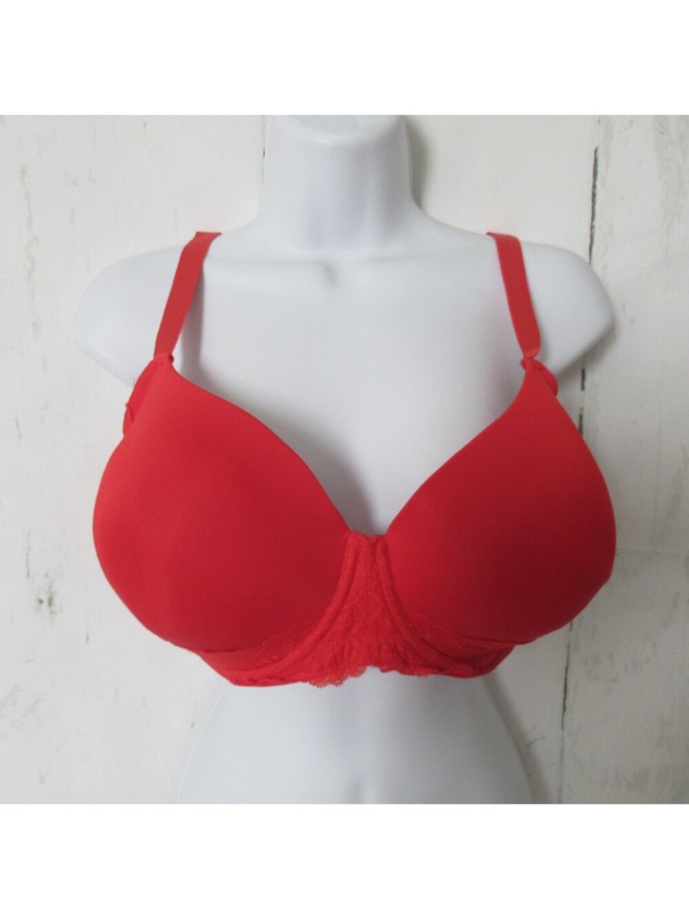 Ambrielle Bra 40DDD Red Lightly Lined T Shirt Lace Underwire Back Closure